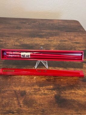 Supreme Chopsticks Decor Red Accessories Box Logo Dinewear Kitchen New Authentic